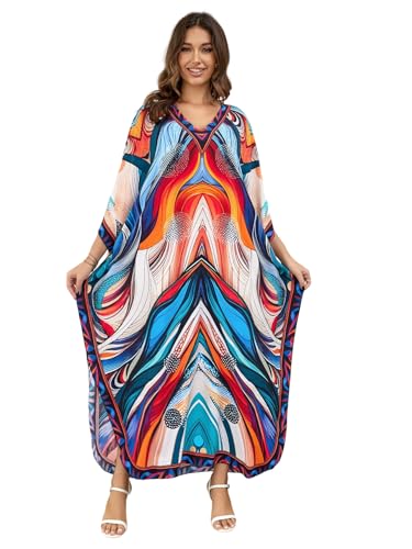 Image of NFVNKJ Women's Plus Size Beach Lounge Kaftan Maxi Dress Swimsuit Coverup for Women