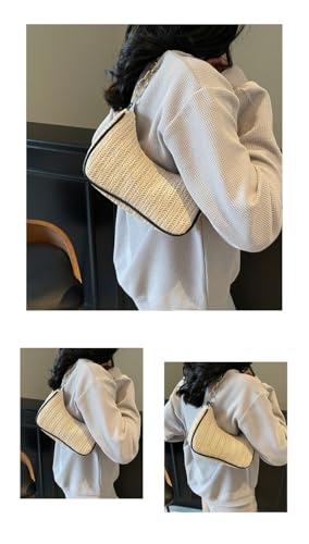Bohemian Straw Shoulder Bag for Women 2024 New Handwoven Underarm Purse, Vintage Casual Crossbody Bag3