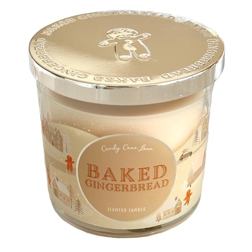 Baked Gingerbread Scented Candle – Large 3 Wick Candle by Candy Cane Lane | Christmas Spiced Home Fragrance | Festive Gingerbread Candle Gift for Winter, Holidays & Home Décor