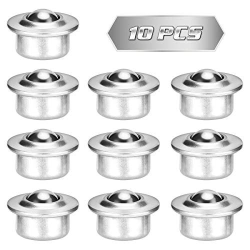 UEETEK 10pcs Stainless Steel Universal Base Metal Ball Bearing Casters Mounted Bearing Transfer Bearings
