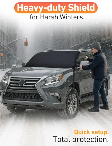 Image of EcoNour Car Snow Cover Compatible for Lexus GX 460 | Windshield Cover for Ice and Snow with S-Hook Straps | Heavy-Duty 600D Oxford Winter Car Cover, Waterproof & Anti-Slip
