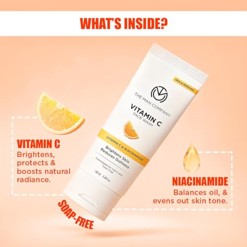 Image of The Man Company Vitamin C Gel Face Wash For Man | Brightening | Glowing Skin | Vitamin C & Niacinamide | Hydrates | Gentle Deep Cleanse | Controls Excess Oil | Suitable For Oily, Dry & Sensitive Skin 100ml - Pack of 2