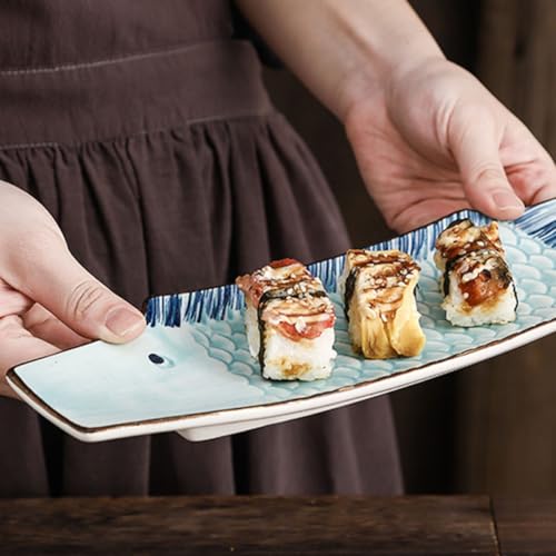 Plato de sushi cerámico con diseño de pez 11.5 pulgadas miniatura 7
