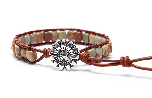 Image of 7 Chakra Bracelet Bohemian Handmade Leather Wrap Healing Protection Natural Stone Yoga Beaded Bracelets Boho Friendship Jewelry