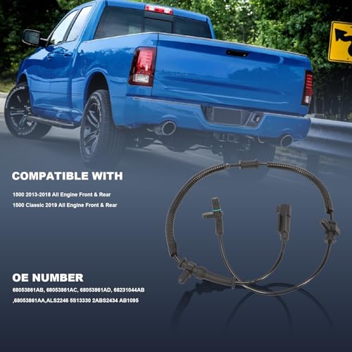 Image of 4 PCS Front & Rear ABS Wheel Speed Sensor for Ram 1500 2013-2018 | Front Rear ABS Sensor fits Ram 1500 Classic 2019 Engine 68053861AB 68053861AC 68053861AD 68231044AB