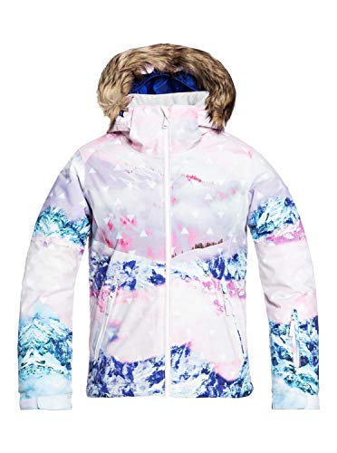 Roxy Jet Ski Se-Chaqueta para Nieve para Niñas 8-16, Bright White pyrennes, 14/XL