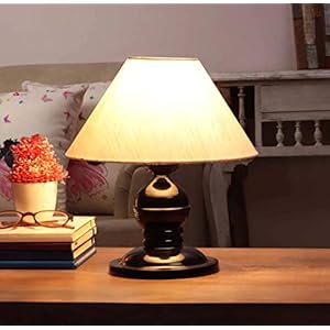 VRCT Metal Khadi Shade & Beautiful Table Lamp for Bedroom & Drawing Room (Black, Pack of 1)