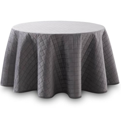 Gonna Camilla Velvet Trapuntata, Sottogonna Invernale Rotonda, Misura 110 cm, Colore Grigio. Parasole per tavolo che mantiene il calore, in tessuto vellutato e extra morbido al tatto