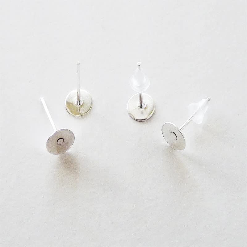 NAVMAV 25Pairs Stainless Steel Flat Round Blank Peg Earrings Posts Flat Pad Ear Metal Earing Pin Stud Earring Jewellery Making Findings 4
