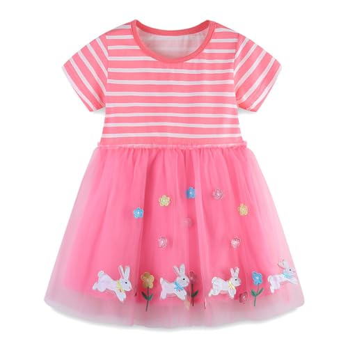 Image of Girls Easter Dress 5t Dress Red Tutu Dress for Toddlers 5t Dresses for Girls Rabbit Dress for Little Girl Princess Dress for Girl Summer Size 5t(Bunny1464, 5t)