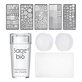 SAGEBIO Nail Art Stamper Clear Silicone Nails Stamping Jelly with Scraper Transparent Visible Body DIY Manicure Nail Art Tool A