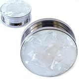 So Scene Stainless Steel Organic Mother Of Pearl Screw Back Ear Plugs Gauges Sold in Pairs (16mm- 5/8 inch)