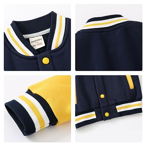 Volunboy Kids Baseball Jacket Varsity Letterman Coat Fall Winter Fleece Bomber Vintage Outerwear4