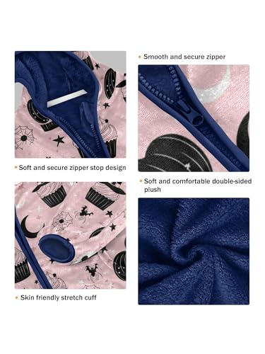 Cute Halloween Cake Skull Girls Fleece Jacket Girls Fall Jacket Boys Coats Zip Up Hoodie Children Outerwear 2-10T3