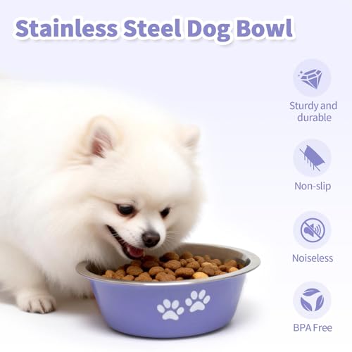 Stainless Steel Dog Bowls (860ML), 4 Pack Metal Dogs Food Water Bowl with Non-Slip Silicone Bottom, Dishwasher Safe, Pet Feeding Bowls for Cat, Pups for Small Medium Dogs - Image 4