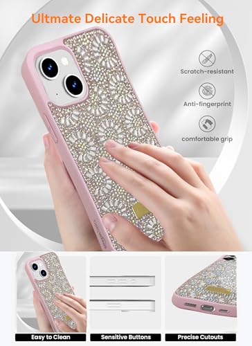 Image of amazon basics Trendy Crystal Case for iPhone 15 | Slim and Lightweight | Enhanced Protection | (Pack of 1) (Peach)