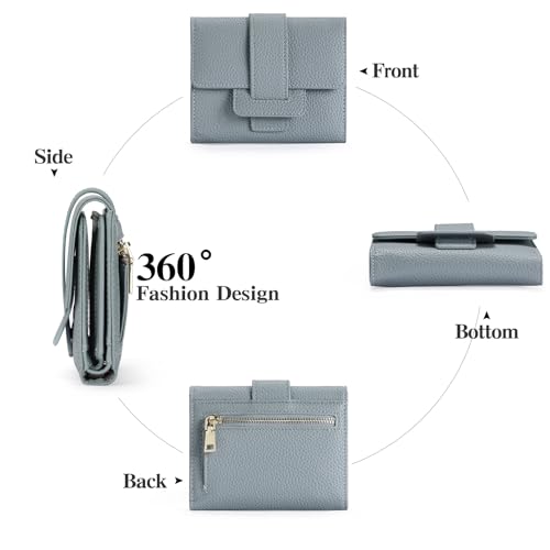 GOIACII Geldbörse Damen Klein und im Kurzformat Portemonnaie Damen 16 Kartenfäche und 2 ID Fenster mit Zipper Münzfach Druckknopf Brieftasche für Frauen – Bild 4