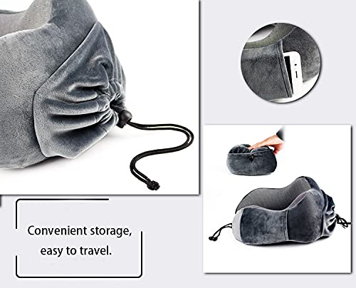 Reisekissen - 100% Memory Foam Nackenkissen Stützkissen mit Aufbewahrungsfunktion, mit Augenmaske und Ohrstöpseln - geeignet für Familienreisen, Flugzeuge, Busse, Züge, verstellbar - Image 4