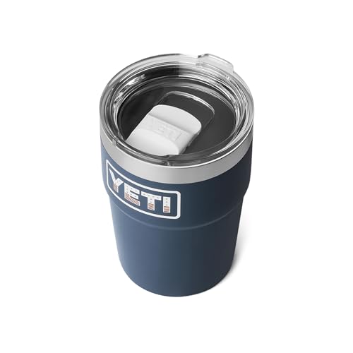 Image of YETI Rambler 16 oz Stackable Tumbler, Vacuum Insulated, Stainless Steel with MagSlider Lid, Navy /Badge