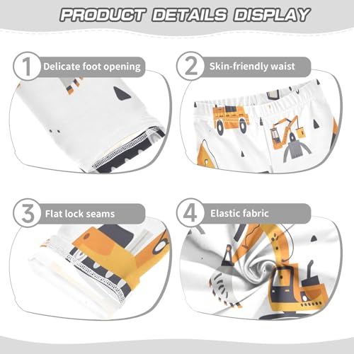 Bolaz Toddler Girls Leggings Printed Yoga Pants Leggings Yellow Excavating Machinery for Kids3