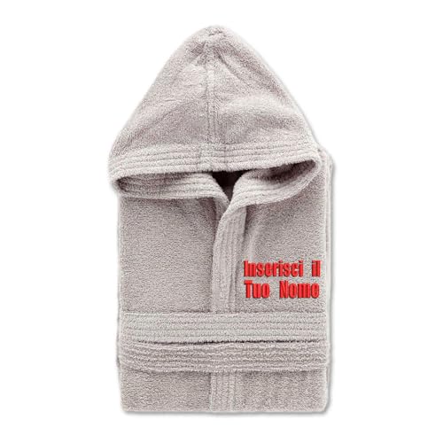 Gruppo - accappatoio personalizzato ricamato 100% - in morbida spugna 100% . uomo donna con cappuccio cotone