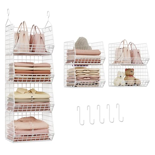 X-cosrack 4-Tier Foldable Closet Organizer with Hooks