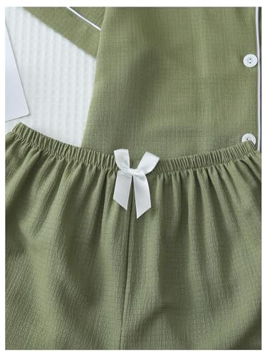Image of Verdusa Pajamas For Women Set 2 Piece Summer Pajama Sets Cute Pjs Lounge Matching Button Shirt with Shorts