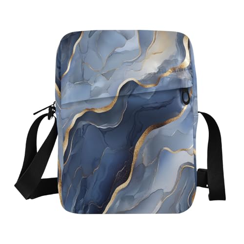 small messenger bag for women shoulder bags Purses Cross Body Bag Adjustable Strap for Casual Casual- Marble Silver Navy Blue
