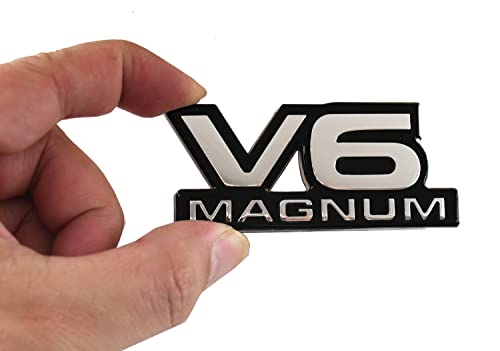 Image of 2Pcs V6 Magnum Emblems Fender Door Nameplate 3D Badge Stickers Logo 1500 Van Fit for Durango V6 (Chrome)