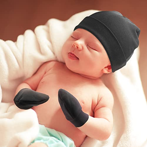 Bqubo Baby Hats And Mittens Infant Cotton Beanie Gloves No Scratch Set Newborn Hospital Hat For Boys Girls #TOP2
