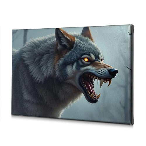 Tableau loup aux yeux brillants toile de décoration murale 30x40 cm
