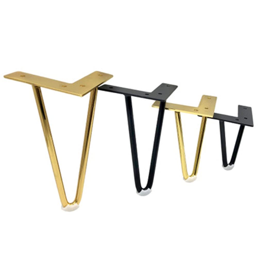 4 pezzi Gambe per tornanti, Gambe per Mobili in Ferro, con protezioni per pavimenti in gomma e viti, per casa, progetti fai da te, TV e divano(Color:Black,Size:12cm)