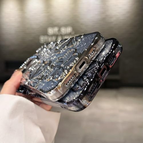 Coque de téléphone de luxe pour iPhone 11 fleurs paillettes argent