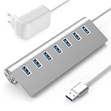 USB 3.0 7 Port Hub im gebürsteten Aluminium-Gehäuse erweitert eine USB 3.0-Schnittstelle auf bis zu sieben weitere USB-Steckplätze, um mehrere Geräte gleichzeitig über die schnelle USB 3.0-Super Speed Schnittstelle betreiben zu können.