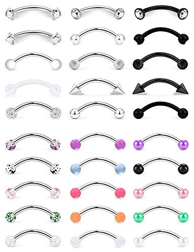 SCERRING 16G Eyebrow Rings Tragus Helix Rook Daith Earrings Lip Ring Barbell Body Piercing Jewelry Retainer 6mm 8mm 10mm 20-30PCS