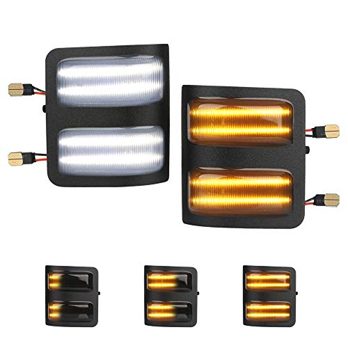 MbuyDIY Sequential Switchback LED Side Mirror Marker Lights Smoke Lens Replacement Compatible with 2008-2016 Ford F250 F350 F450 Super Duty Turn Signal, Pack of 2