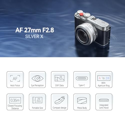 Image of TTartisan AF 27mm F2.8 APS-C Lens, f /2.8 XF-Mount Lens for Fuji X-Mount Cameras XS10 X-A5 X-A7 X-M1 X-M2 X-E4 X-T1 X-T10 X-T2 X-T20 X-T3 X-T4 X-T100 X-T200 X-T30 X-Pro1 X-Pro2 X-Pro3 X-E1 (Silver)