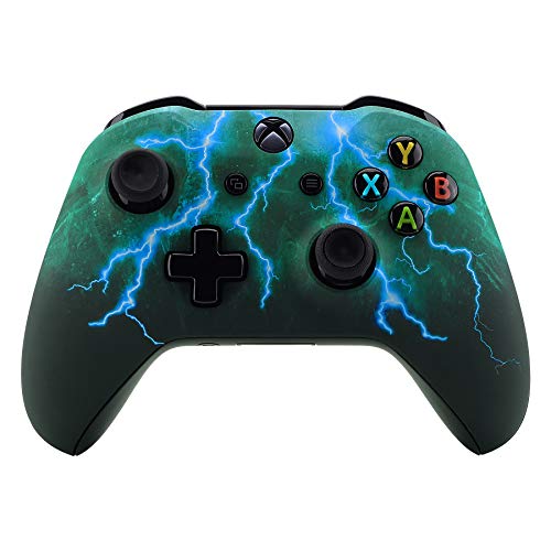eXtremeRate Green Storm Thunder Patterned Front Housing Shell Case for Xbox One S/X Controller, Soft Touch Replacement Faceplate Cover for Wireless Controller (Model 1708) - Controller NOT Included eXtremeRate Green Storm Thunder Patterned Front Housing Shell Case for Xbox One S/X Controller, Soft Touch Replacement Faceplate Cover for Wireless Controller (Model 1708) - Controller NOT Included