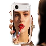 Erolagomat Mirror Case Compatible with iPhone 17 Air for Women Girls, [Four Corner Airbag Protection] [Elastic Shockproof Bumper] HD Mirror Back Beauty Makeup Phone Case Silver