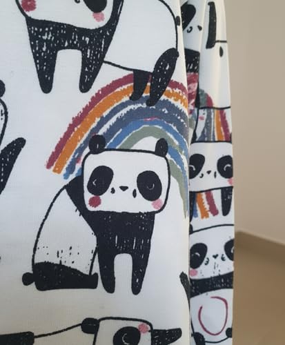 Image of Anthrilo Pajama T-Shirt Set for Girls | Kids Night Suit for Girls | Nightwear | 100% Cotton Pyjama Set Panda Print White | Long Sleeve T-Shirt and Pajama | 3-4 Years