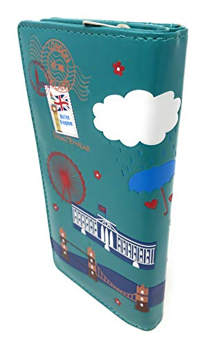 Shag Wear Streets of London Large Souvenir England Wallet for Women and Teen Girls Teal 7"2