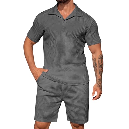 Ensemble sport homme short et t-shirt été à col revers