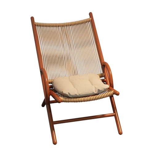 Tumbona de ratán Plegable con ratán de Gel PE y una Capacidad de Carga estática de 150 kg (330 lbs) para Dormitorio, jardín, Parque, Camping y Otros escenarios.(Beige)