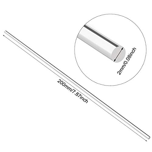 Image of uxcell Acrylic Round Rod,2mm Diameter 8 inch Length,Clear,Solid Plastic PMMA Bar Stick Acrylic Dowel Rods for DIY Crafts Lighting Fixture Handicraft 6pcs (Pack of 2)