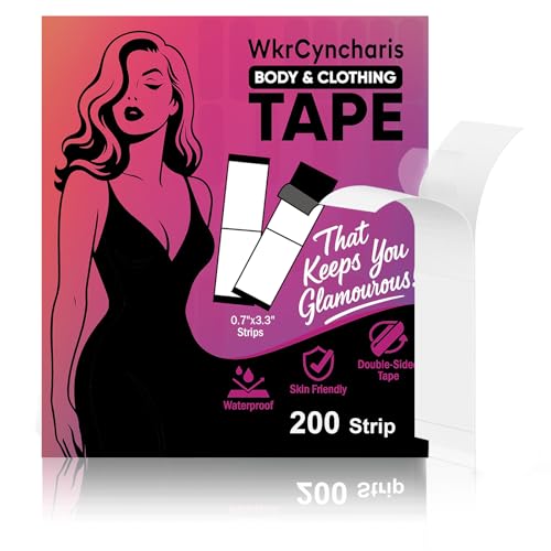 Image of 200-Strips Double Sided Tape for Fashion,Tape for Clothes,Clear Tape for All Skin Shades,Fabric Tape to Skin, Provides Strong All-Day Adhesion（Upsize）