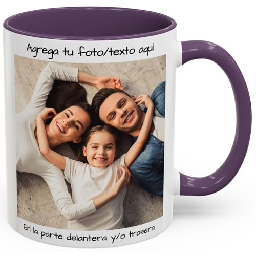 Taza personalizada con imagen o texto de tus cargas, taza personalizada, taza de cerámica apta para microondas y lavavajillas, 325 ml