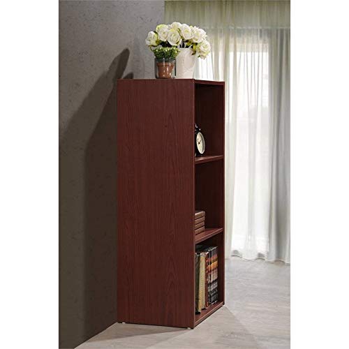 Hodedah 3-Shelf Bookcase In Mahogany #TOP6