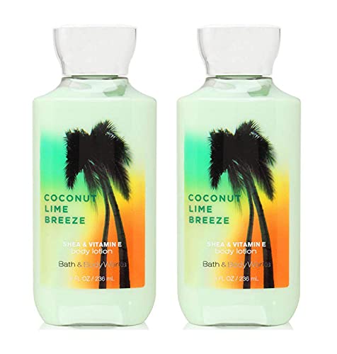 Bath and Body Works Coconut Lime Breeze 2 Pack Super Smooth Body Lotion 8 Oz (Coconut Lime Breeze)