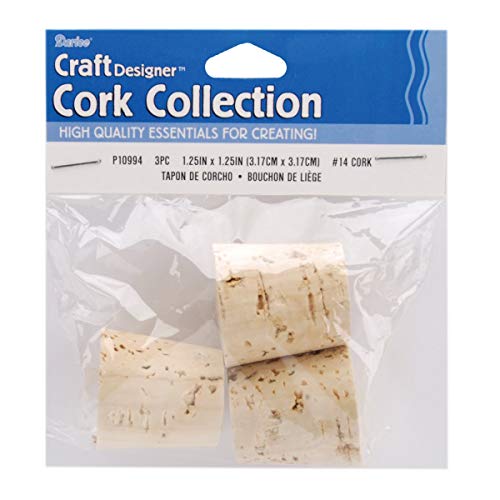 Darice Cork Collection #14, 1-1/4-Inch by 1-1/4-Inch, 3/Pkg