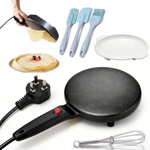 Instant 8' Electric Crepe Maker Quick Heat, Nonstick Crepera Electrica with Auto Temperature Control, Easy Clean Design for Roti, Tortillas, Blintz and Home Breakfast Cooking (A2)